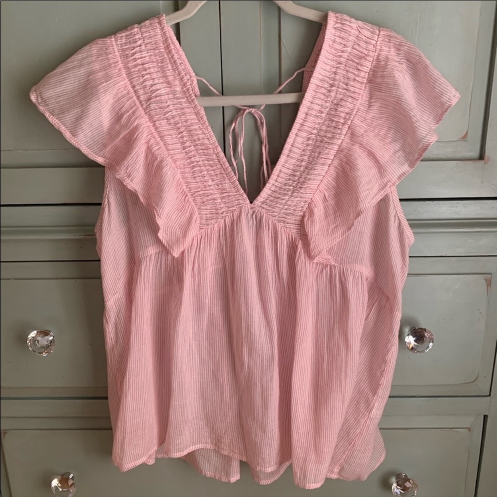 Lucky Brand Red and White Striped Blouse